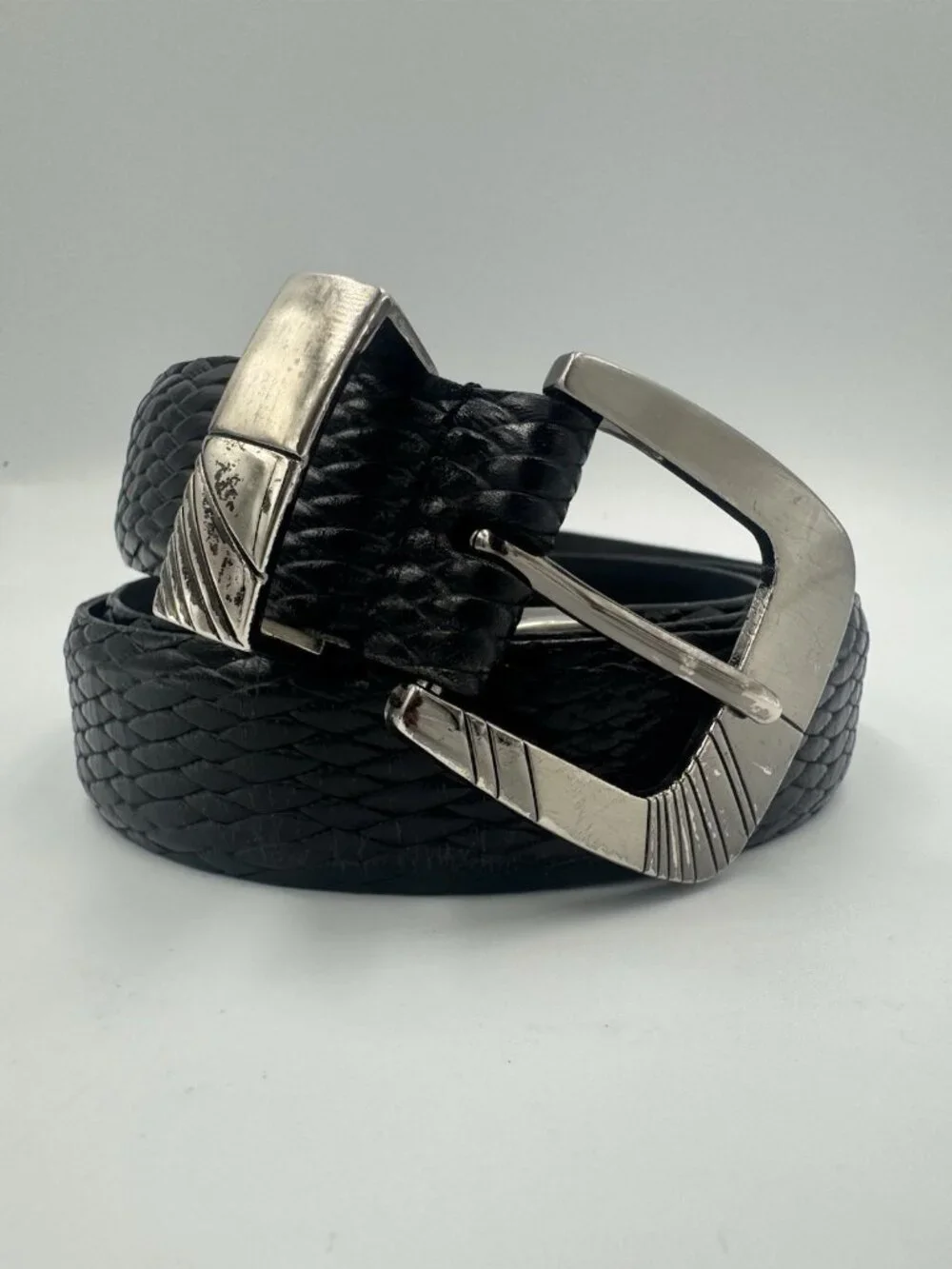 Tulliani Mens Leather Belt Black Italian Calfskin Sz 40